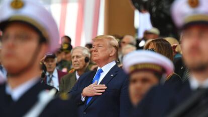 El presidente de EE UU, Donald Trump, este miércoles en Normandía.