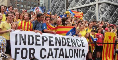 Manifestación en Times Square en 2013 a favor de la independencia catalana.