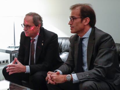 El expresidente de la Generalitat, Quim Torra, y el presidente de Fira de Barcelona, en una imagen de archivo.