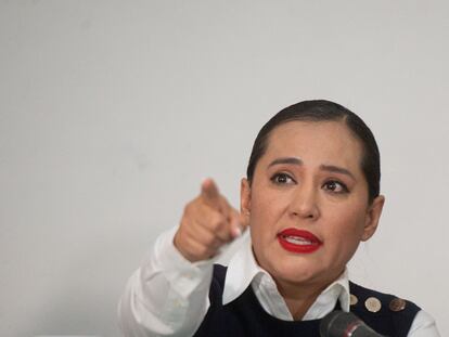 Sandra Cuevas, alcaldesa de Cuauhtémoc, durante una conferencia de prensa. | En video, los momentos más polémicos que ha vivido durante su gestión.
