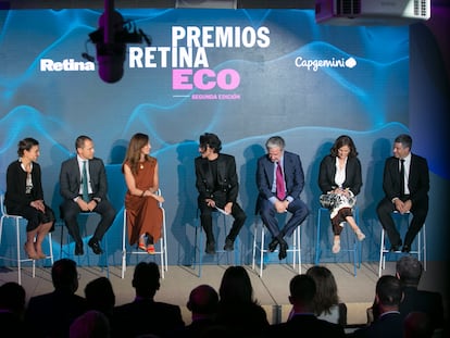 Imagen de la mesa redonda celebrada el jueves durante la entrega de los Premios Retina ECO organizados por Retina (Prisa Media) y Capgemini. Vídeo: Premios Retina Eco 2022. 