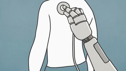 En la imagen: Robot con un estetoscopio. MALTE MUELLER / GETTY IMAGES. Vídeo: segunda sesión de ‘Un país para...’ centrado en la digitalización inclusiva.