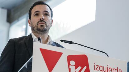 Alberto Garzón, el pasado junio en la reunión de la Coordinadora Federal de IU.