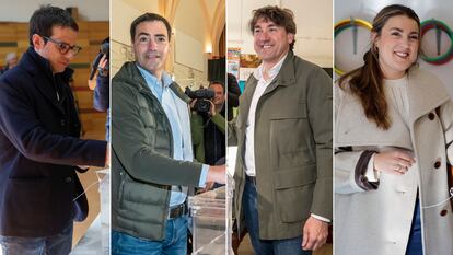 Los candidatos de EH Bildu, PNV, PSE y Sumar votando esta mañana