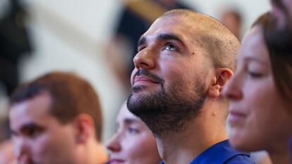 El ingeniero leonés Pablo Álvarez este lunes durante la ceremonia de graduación de la Agencia Espacial Europea (ESA) celebrada en Colonia (Alemania).