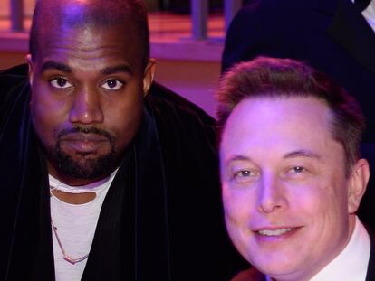 El rapero Kanye West y el magnate Elon Musk, dueño de Twitter, en una imagen de 2021.
