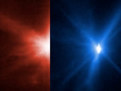 Los telescopios Hubble y Webb captan el instante antes al impacto de la sonda DART contra Dimorfo.