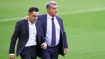 Xavi y Laporta, entrenador y presidente del Barça.