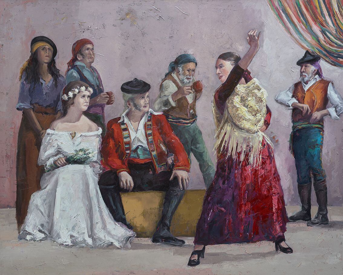 Cuadro del pintor Daniel de Campos en la exposición 'Bandoleros y su entorno'