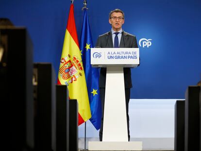 El líder del PP, Alberto Núñez Feijóo, este martes.