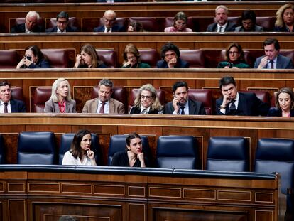 Irene Montero se queda sola con Belarra en el hemiciclo