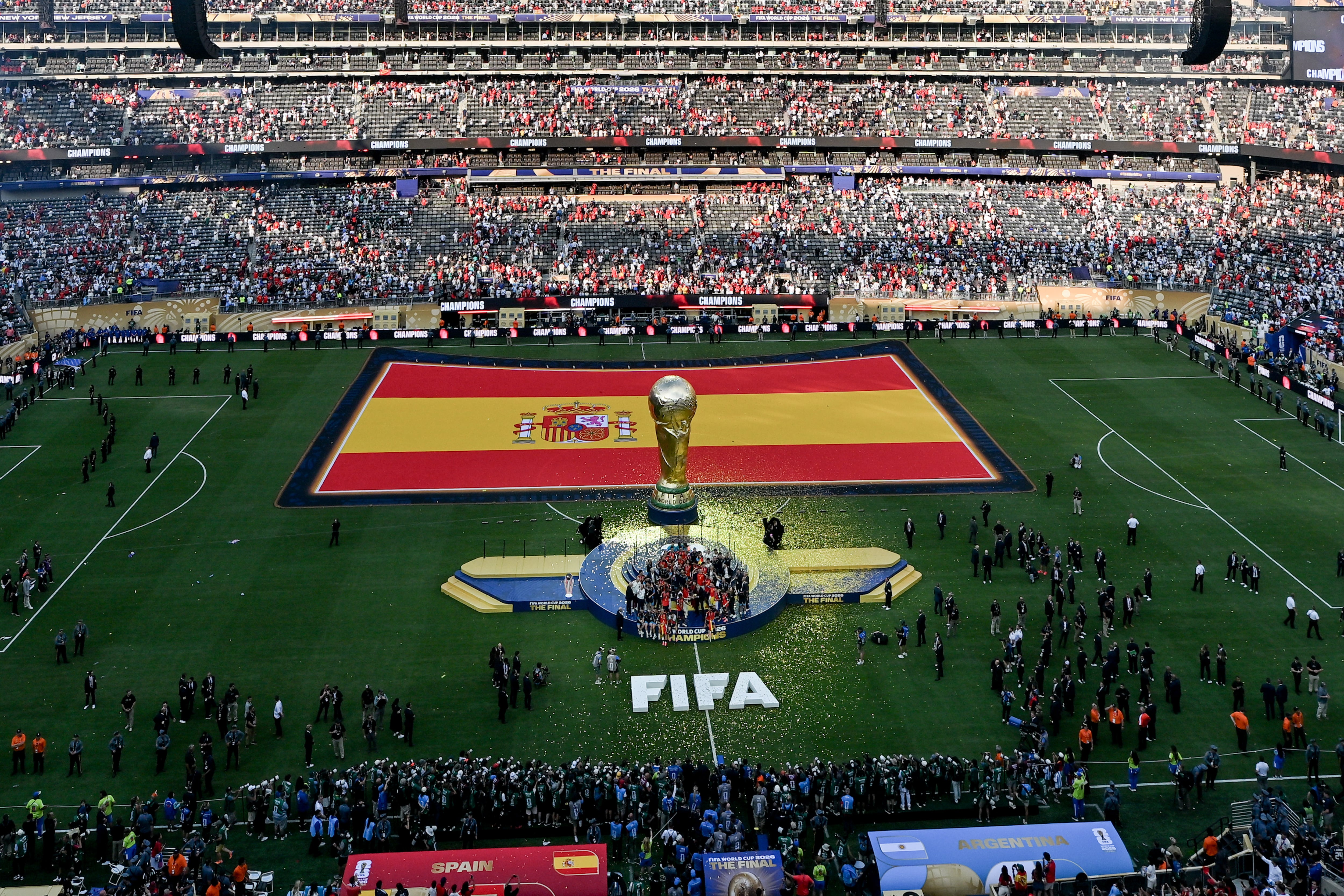 Logo de la FIFA en la final del último Mundial en el MetLife Stadium, en Nueva Jersey (EEUU).