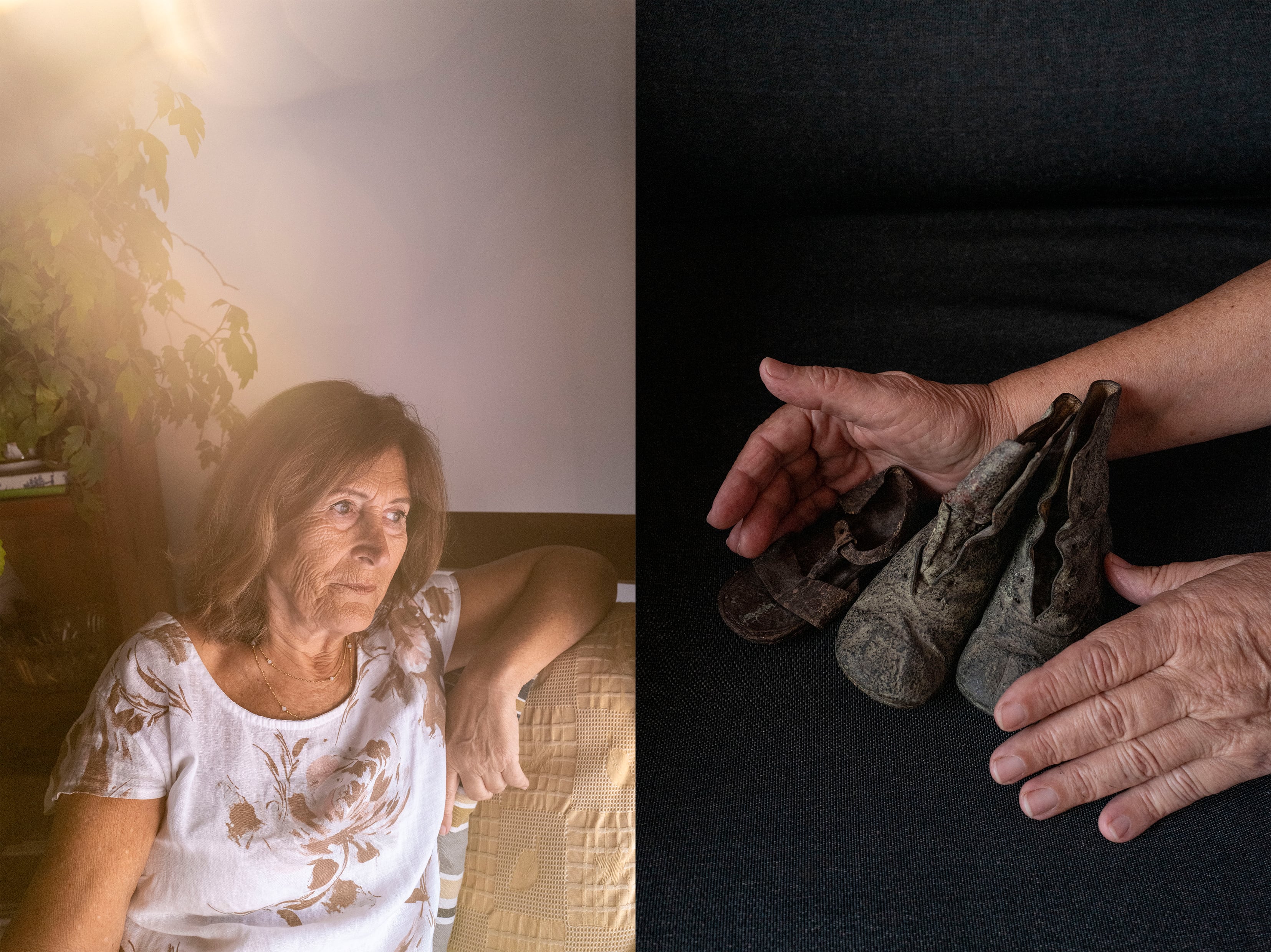 Bibiana Reibaldi, es hija de Julio Juan Felipe Reibaldi, también conocido bajo el alias Juan José Rivera, personal civil del Batallón 601 de Inteligencia del Ejército. Zapatos de niño de su padre, conservados por su abuela.