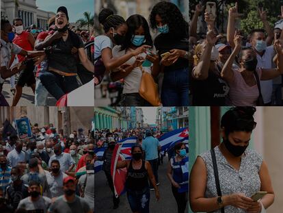 
 Imágenes de las protestas a través de las redes sociales. En video, entrevista a Abraham Jiménez y las detenciones en las calles de La Habana. 