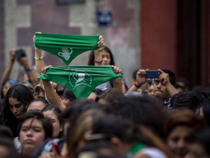 Um protesto a favor do aborto em Cidade de México.J.