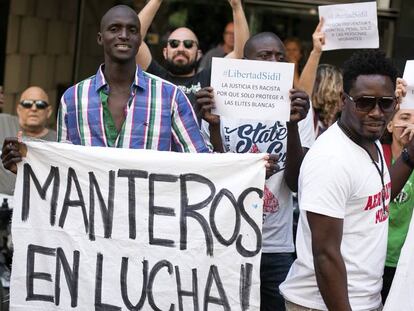 Una manifestació de 'manters'.