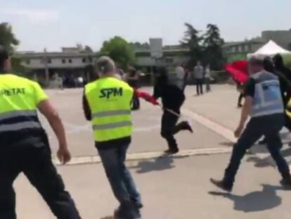 Atac a la carpa de Societat Civil Catalana.