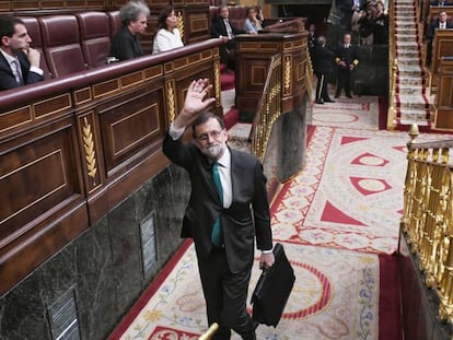 Rajoy durant la primera jornada de la moció de censura.