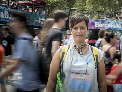 Adriana Martín, aquest mes de juliol, a la plaça Catalunya.