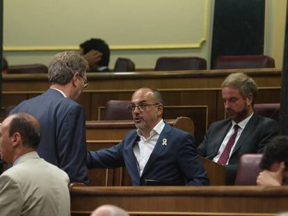 Els diputats del PDeCAT, Carles Campuzano i Ferran Bel, en el Congrés.
