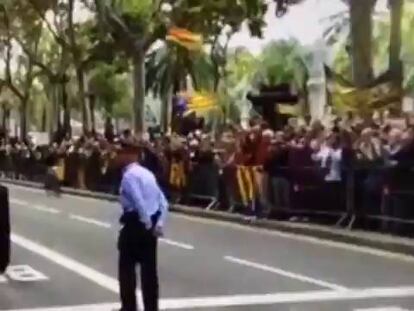 Un ciclista cau mentre intentava robar una estelada