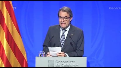 Artur Mas, durant la roda de premsa d'avui.