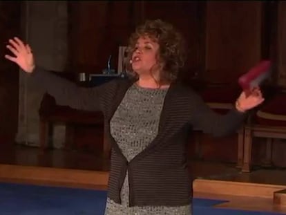 La poeta Dolors Miquel, durante los Premis Ciutat de Barcelona.