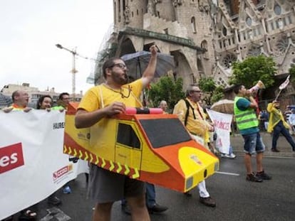 La protesta de hoy en Barcelona.