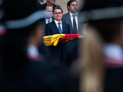 Artur Mas, en la mañana de ayer, durante los actos institucionales de la Diada.