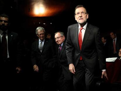 Mariano Rajoy toma asiento entre los asistentes al XV Foro de Marcas Renombradas de España