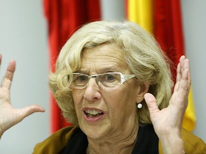 Manuela Carmena, en la rueda de prensa que ha ofrecido este miércoles.