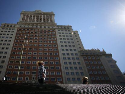 El edificio Plaza España, que Wanda ha puesto a la venta.