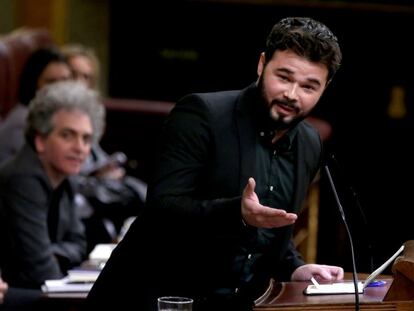 Gabriel Rufián (ERC), durante su intervención en el Congreso.