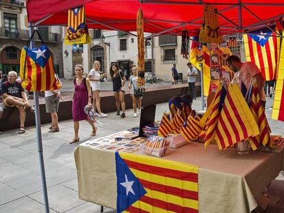 Una parada independentista en un carrer de Barcelona.