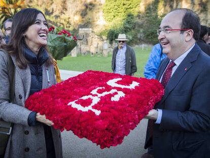 Núria Parlon y Miquel Iceta en el homenaje a Lluís Companys.