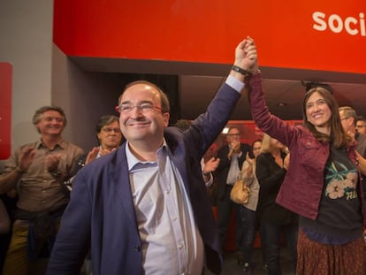 Miquel Iceta y Núria Parlon, tras conocerse los resultados.