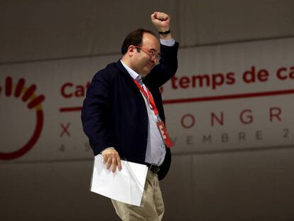 Miquel Iceta, se dirige a intervenir en el congreso