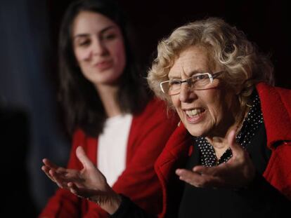 Manuela Carmena y Rita Maestre, presentan los detalles del programa de las fiestas de Navidad.