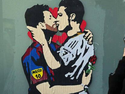 Grafiti del artista urbano Tvboy en Barcelona.