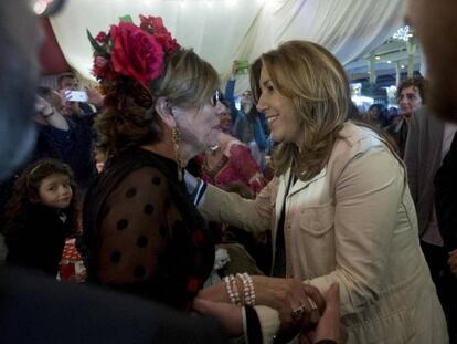 Susana Díaz en la Feria de Abril de Barcelona, el pasado sábado.