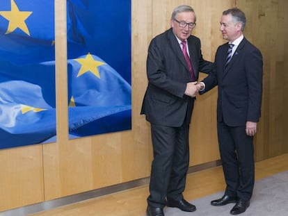 El presidente de la CE, Jean-Claude Juncker, recibe en Bruselas al lehendakari Urkullu.