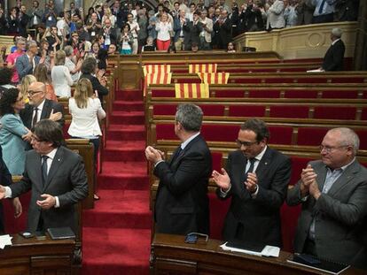 El bloc sobiranista celebra el resultat de la votació.