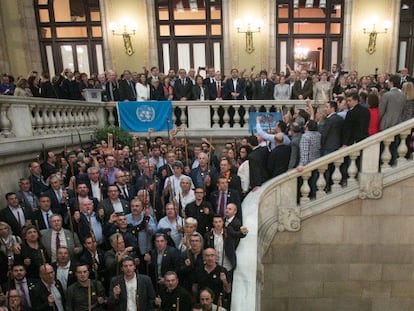 Celebración en el Parlament, tras la declaración de independencia.