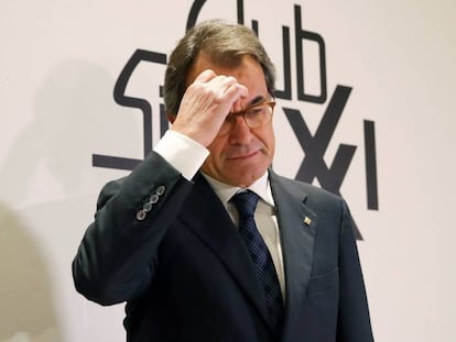 FOTO: Mas, antes de participar en un acto organizado por el Club Siglo XXI. / VÍDEO: El 'expresident' de la Generalitat, en el programa '8 al día', el pasado viernes.