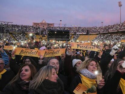 Concierto en Barcelona organizado por la ANC para reclamar la liberación de los exconsejeros y líderes soberanistas encarcelados.