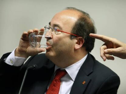El candidato del PSC a la presidencia de la Generalitat, Miquel Iceta, en el Cercle d'Economia.
