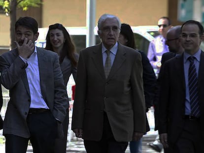 Francesc Sánchez, Oriol Pujol, Daniel Osácar y Jordi Turull en la Ciudad de la Justicia en 2011.