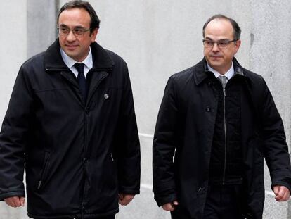 FOTO: Jordi Turull y Josep Rull a su llegada al Tribunal Supremo. / VÍDEO: Protestas contra la decisión de Llarena.