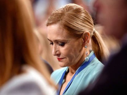 Cristina Cifuentes, durante la clausura de la convención nacional del PP en Sevilla.