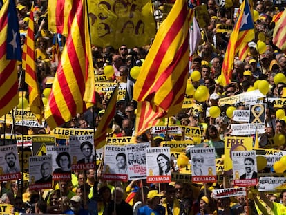 Manifestación por los presos soberanistas en Barcelona.